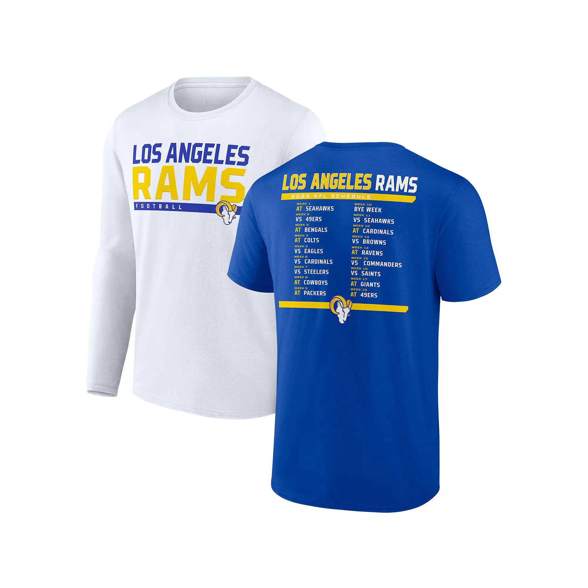 Men's Fanatics Branded Royal/White Los Angeles Rams Two-Pack 2023 Schedule T-Shirt Combo Set,  Product Image