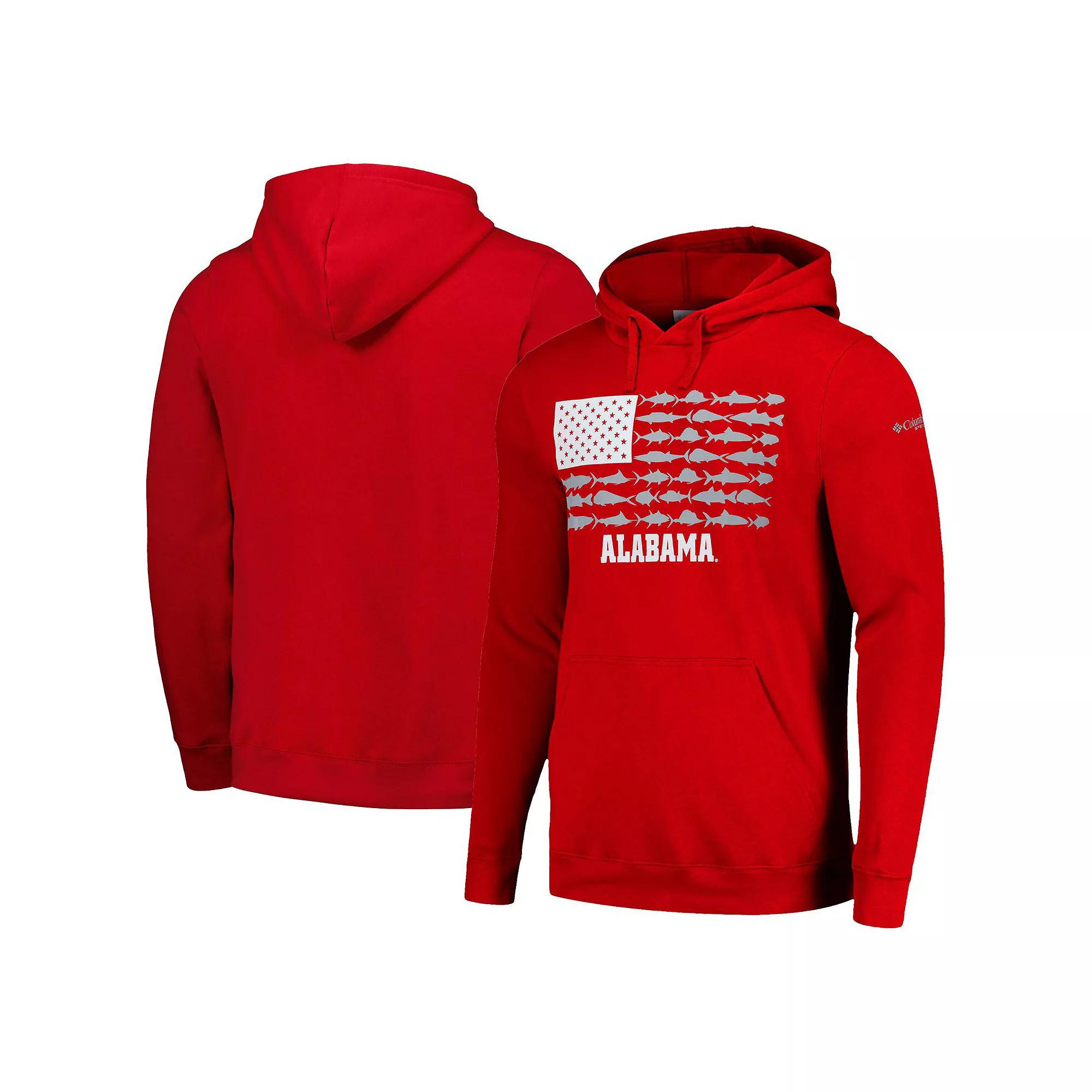 Men's Columbia Crimson Alabama Crimson Tide PFG Fish Flag II Pullover Hoodie,  Product Image