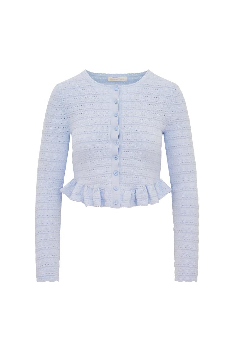 Rogan Pointelle Knit Cardigan - MORNING SKY Product Image