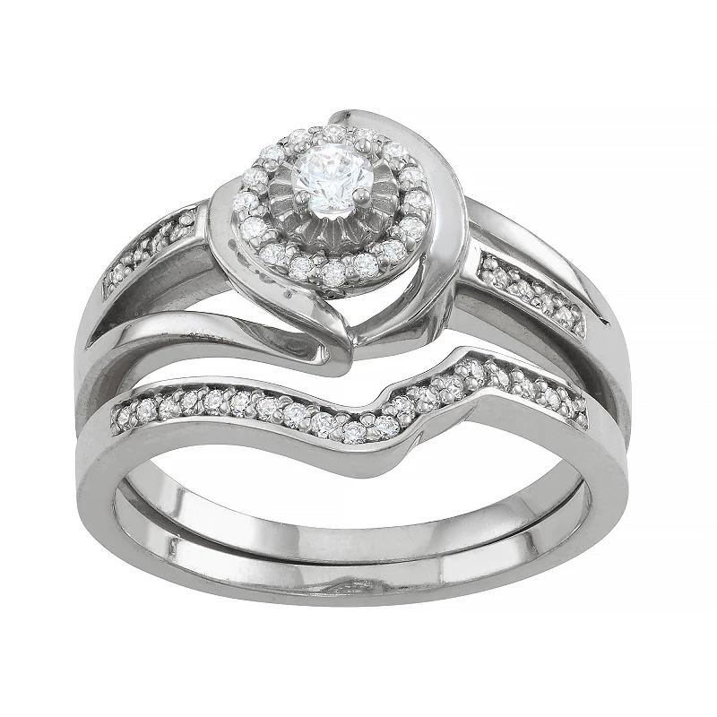 Tiara Sterling Silver 1/3 Carat T.W. Diamond Engagement Ring Set, Womens Product Image