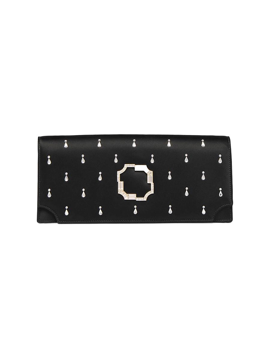 Womens Vivien Crystal-Embellished Satin Clutch Bag Product Image