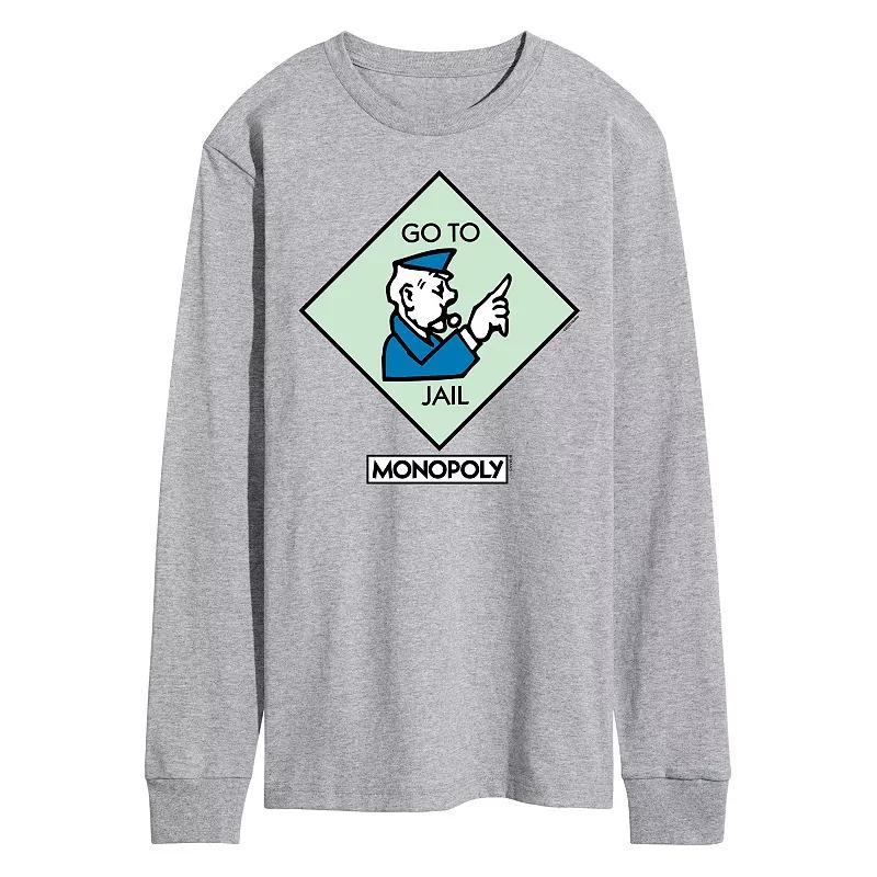 Men's Monopoly Go To Jail Square Long Sleeve Graphic Tee,  Product Image
