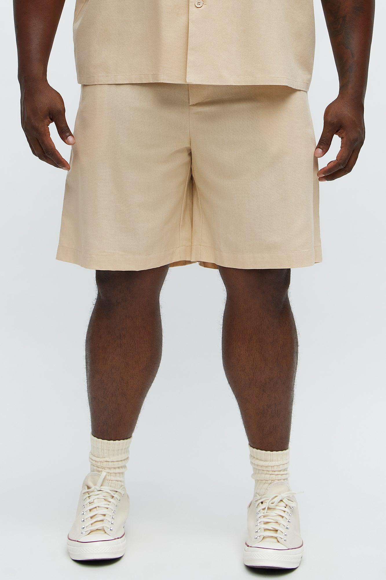 Chai Linen Like Relaxed Shorts - Oatmeal Male Product Image