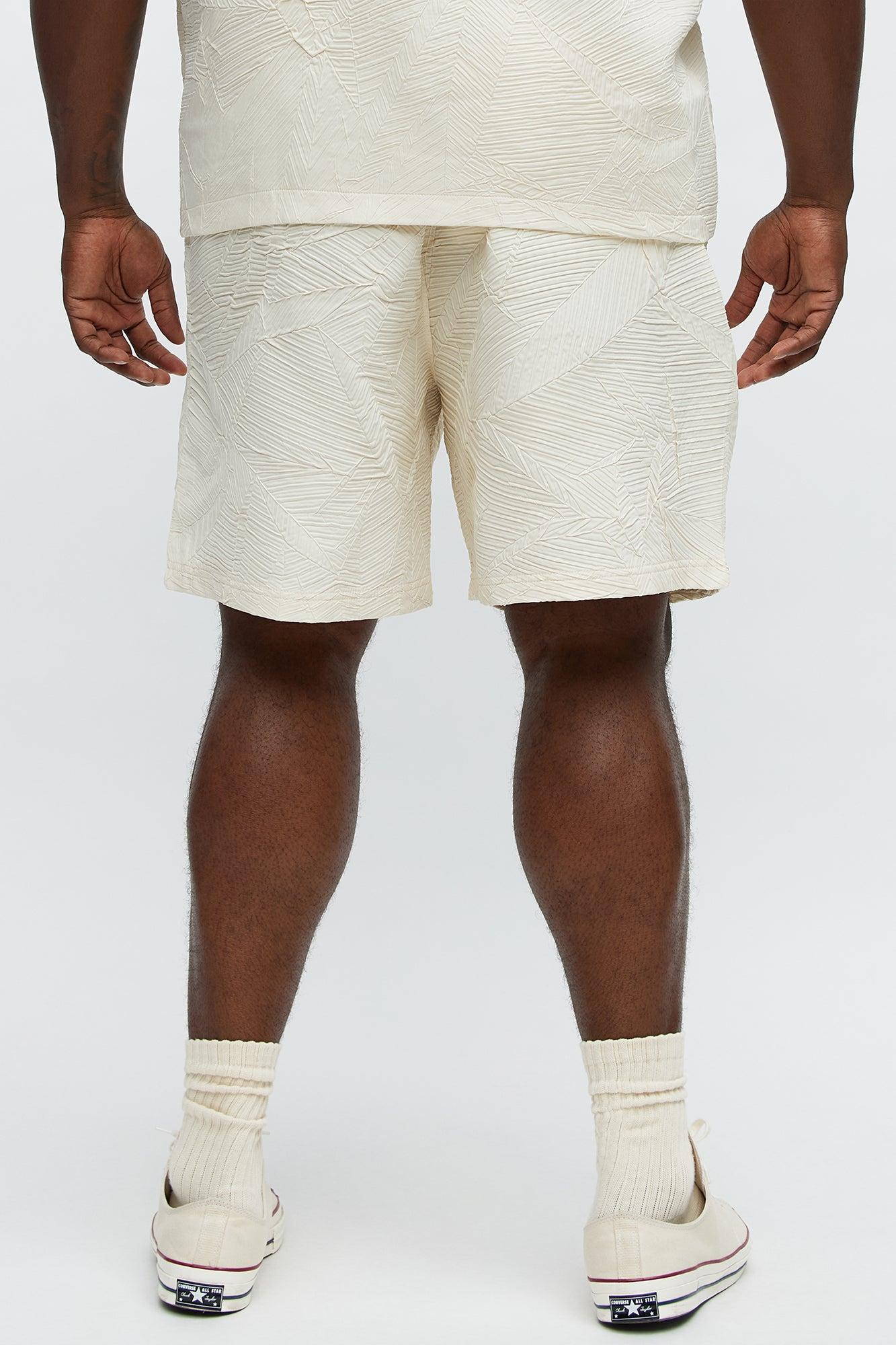 Ponce Textured Relaxed Shorts - Cream Male Product Image
