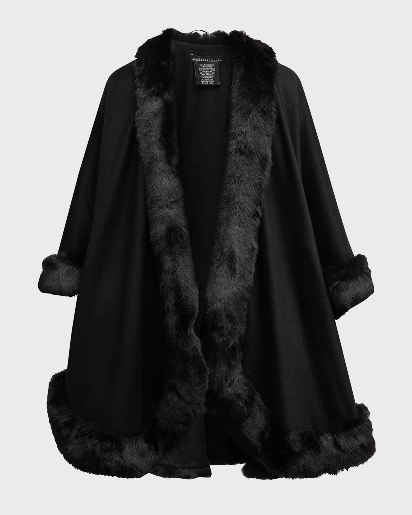 Womens Faux Fur & Cashmere U-Cape Product Image