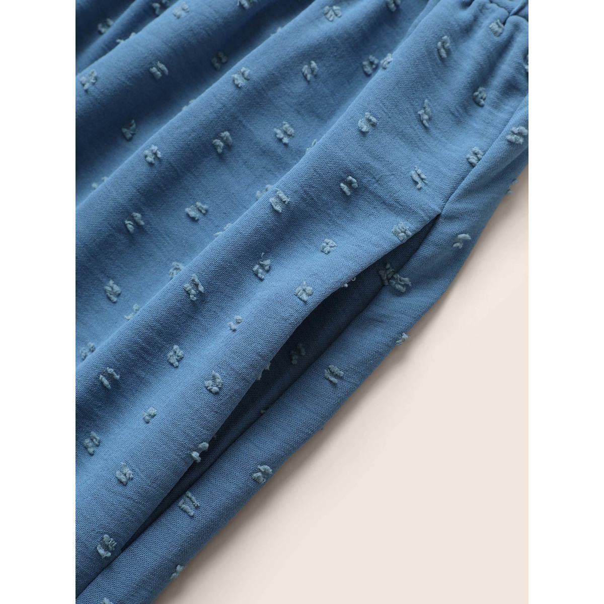 Strappy Elegance Flutter Patchwork Plus Size Dress Women Plain Mint Ruffle Sleeve Short Sleeve V Neck Pocket Belt Dailywear Long Dress BloomChic Product Image