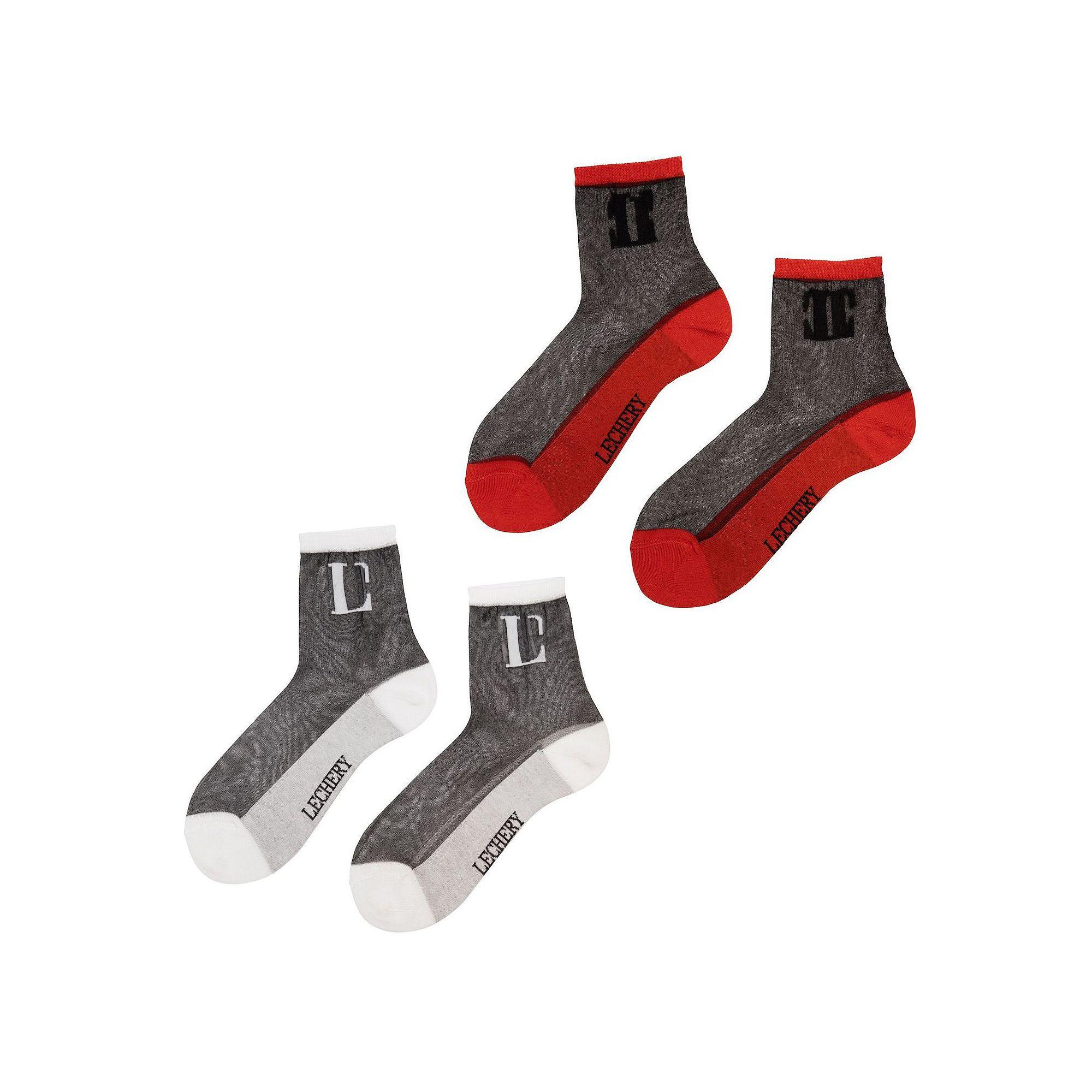 Unisex LECHERY Signature L Logo 2-Pack Sheer Crew Socks, Womens Product Image