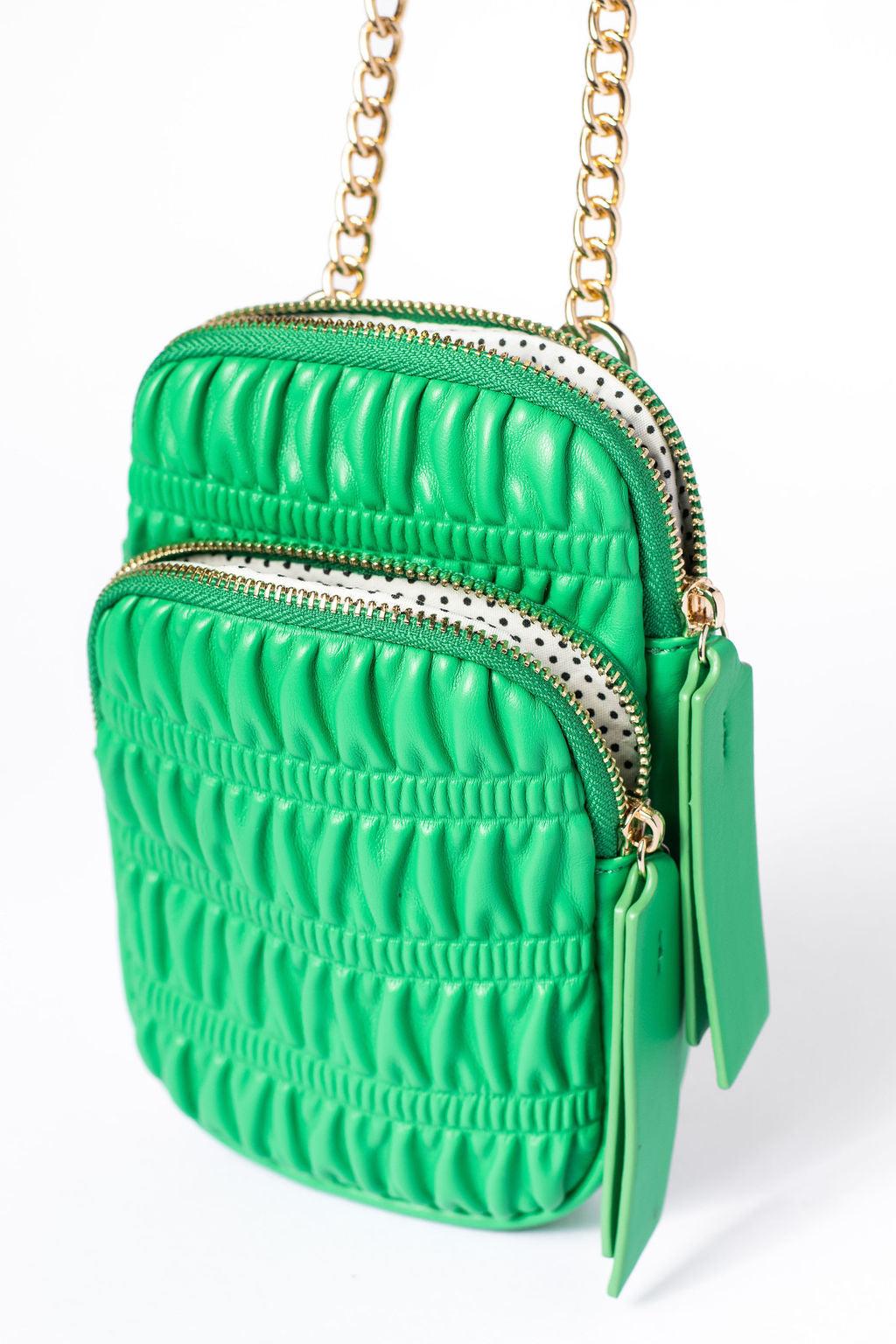 Green Ruched Crossbody Purse FINAL SALE Product Image