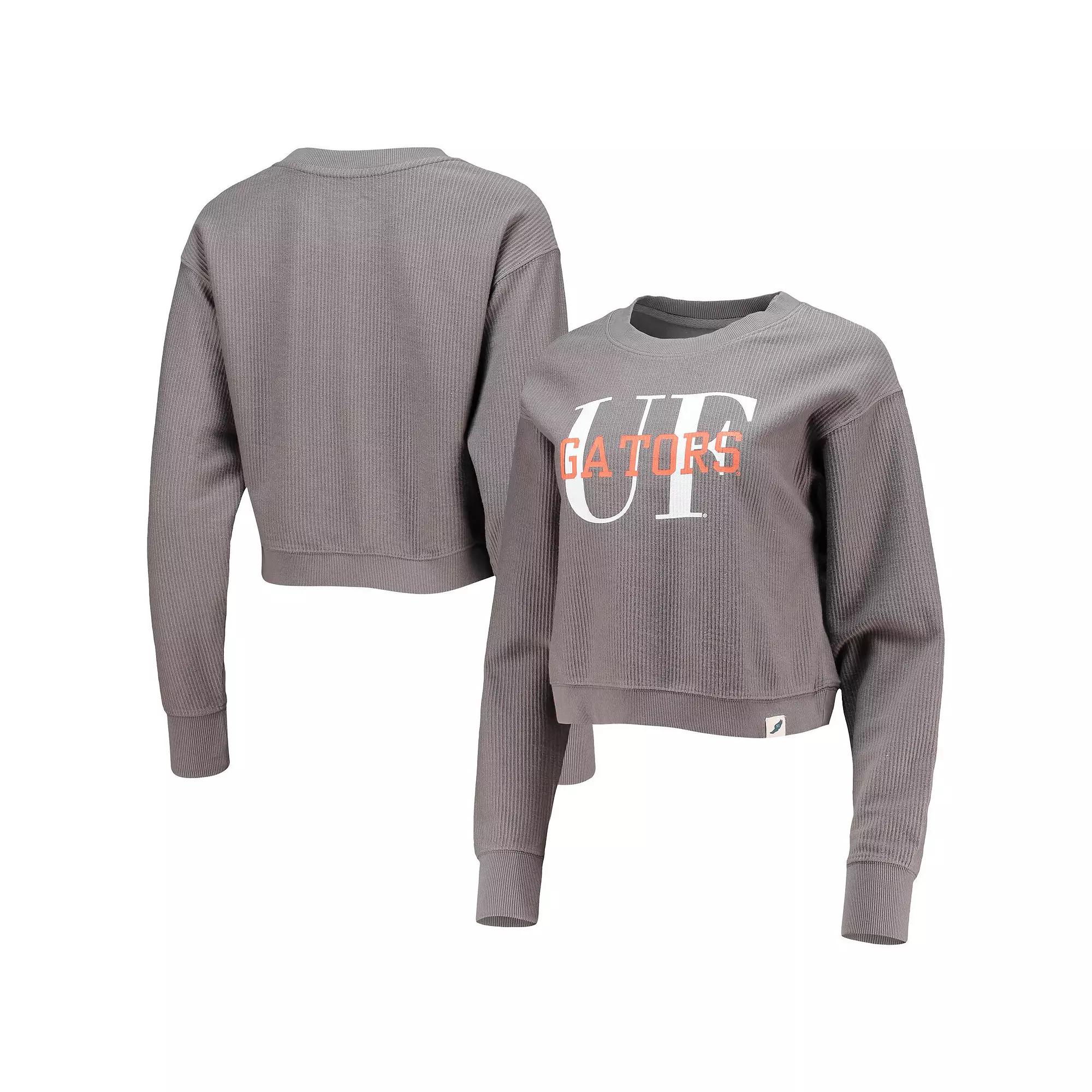 Women's League Collegiate Wear Graphite Florida Gators Classic Corded Timber Crop Pullover Sweatshirt, Size: XL, Dark G Product Image