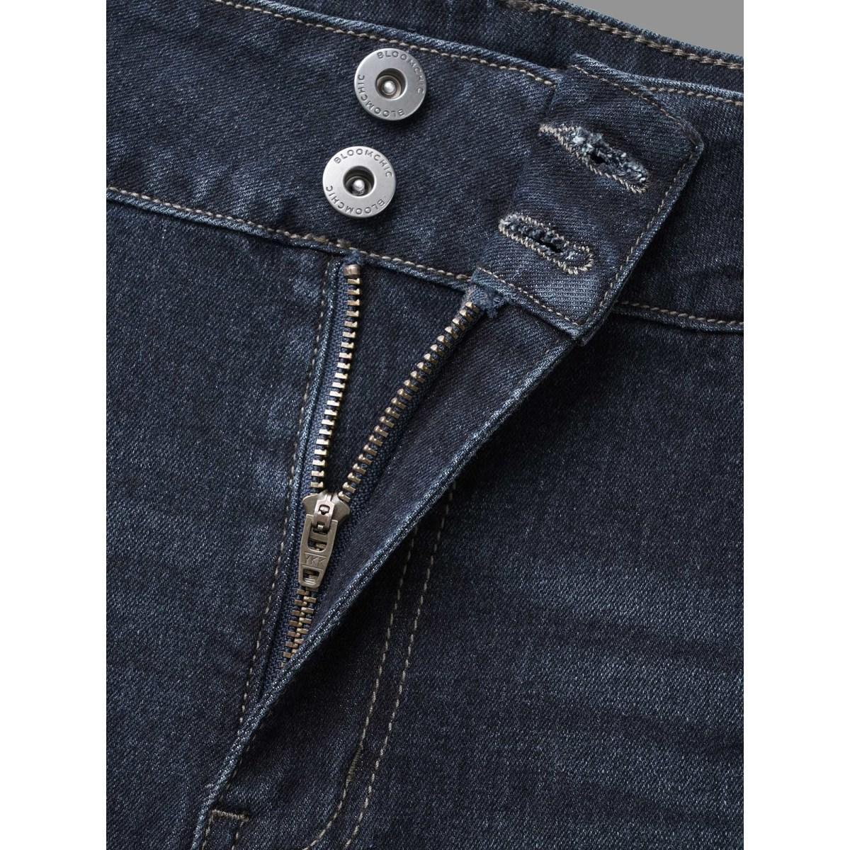 Plus Size Dark Wash Button Up Skinny Jeans Women Darkindigo Casual Button Medium stretch Slanted pocket Jeans BloomChic 20/2X Product Image