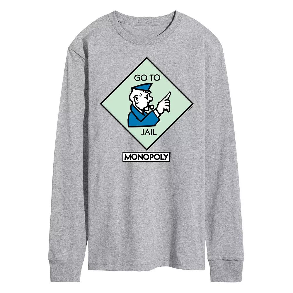 Men's Monopoly Go To Jail Square Long Sleeve Graphic Tee,  Product Image