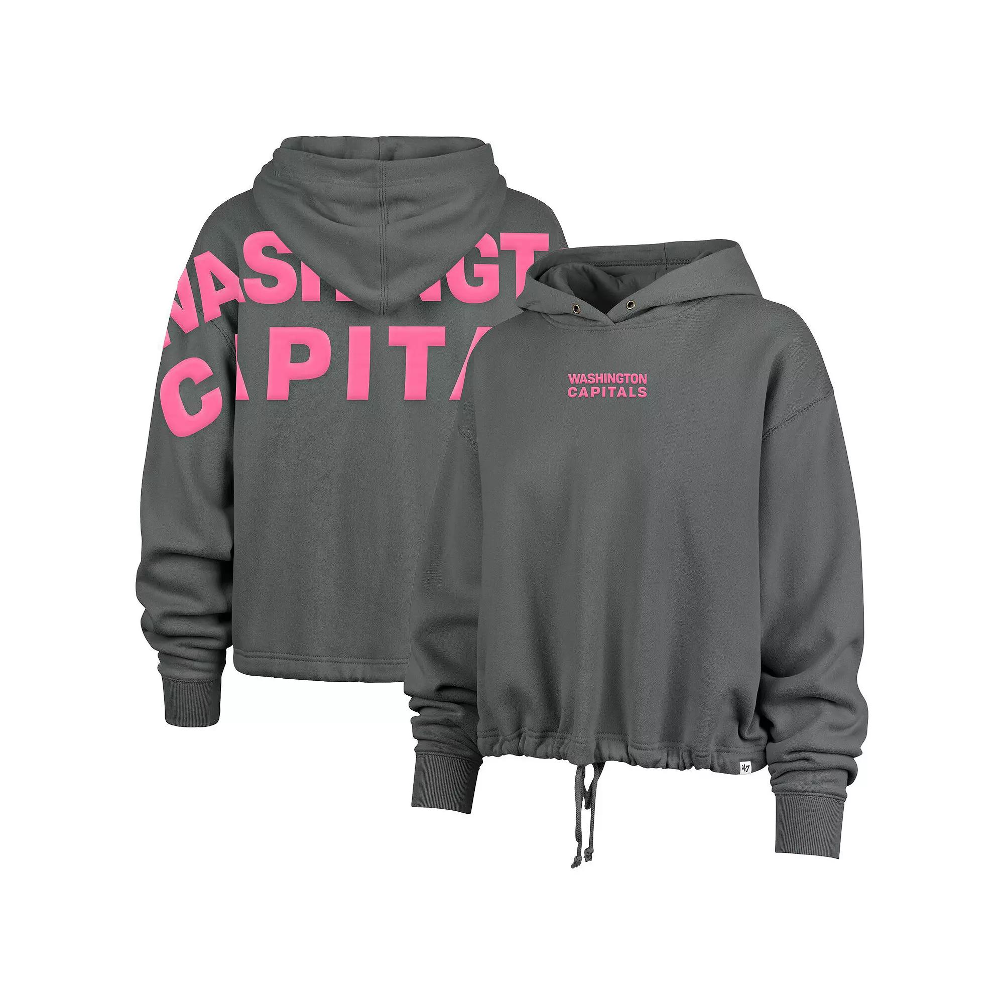 Women's '47 Gray Washington Capitals Bright Side Venice Cropped Pullover Hoodie, Size: Small, Grey Product Image