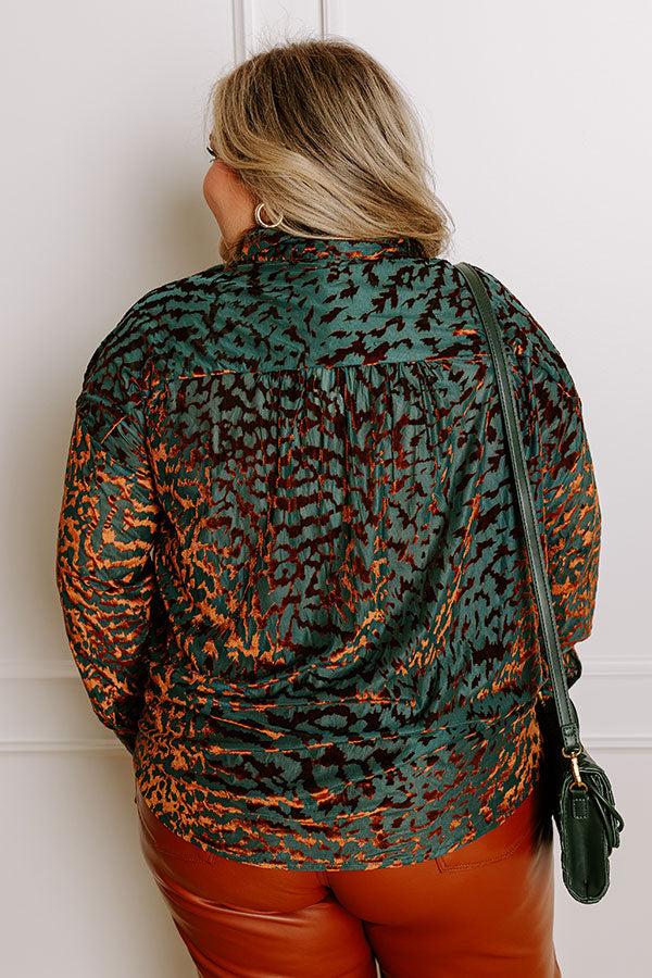 Modern Muse Velvet Burnout Top in Teal Curves Product Image