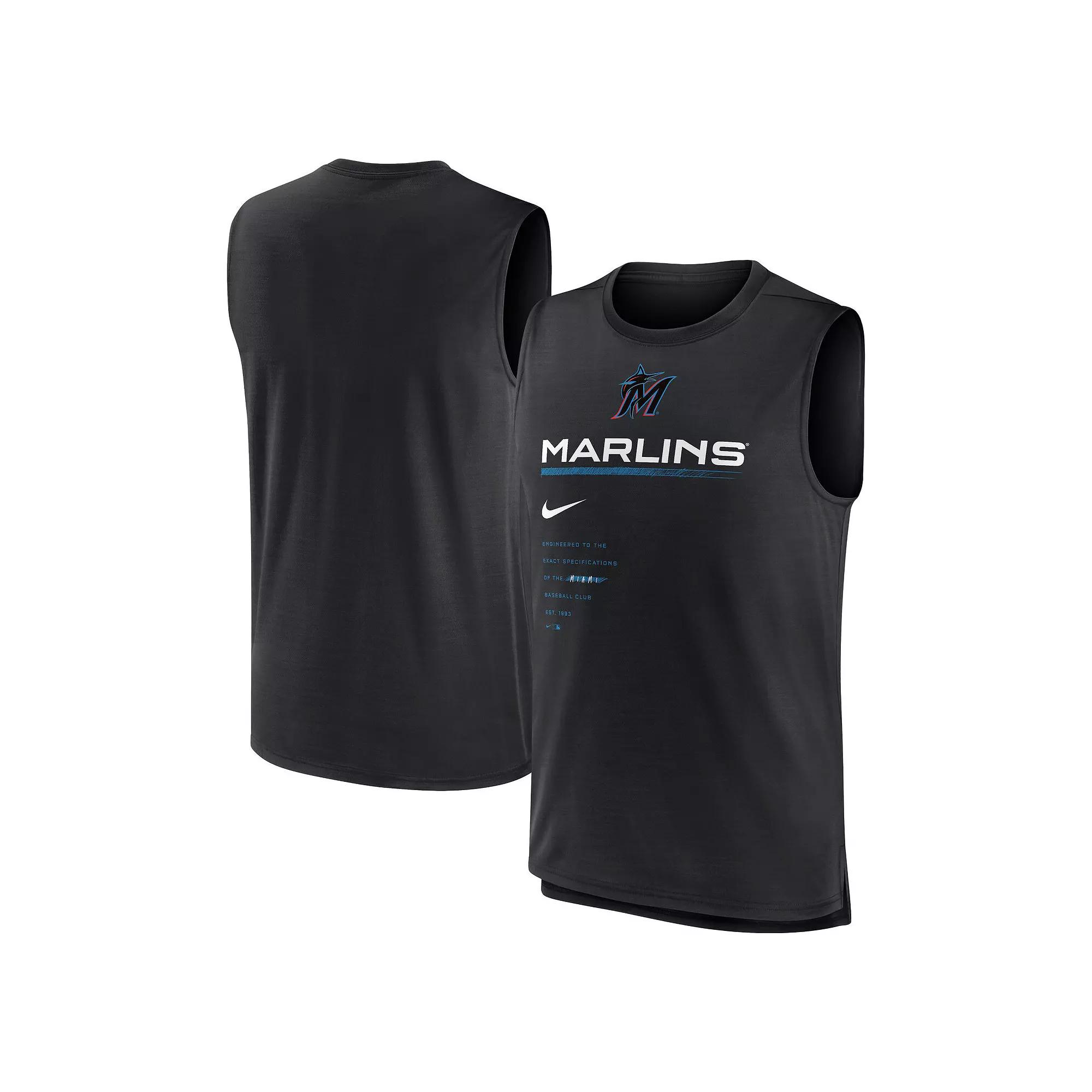 Men's Nike Black Miami Marlins Exceed Performance Tank Top, Size: XL Product Image