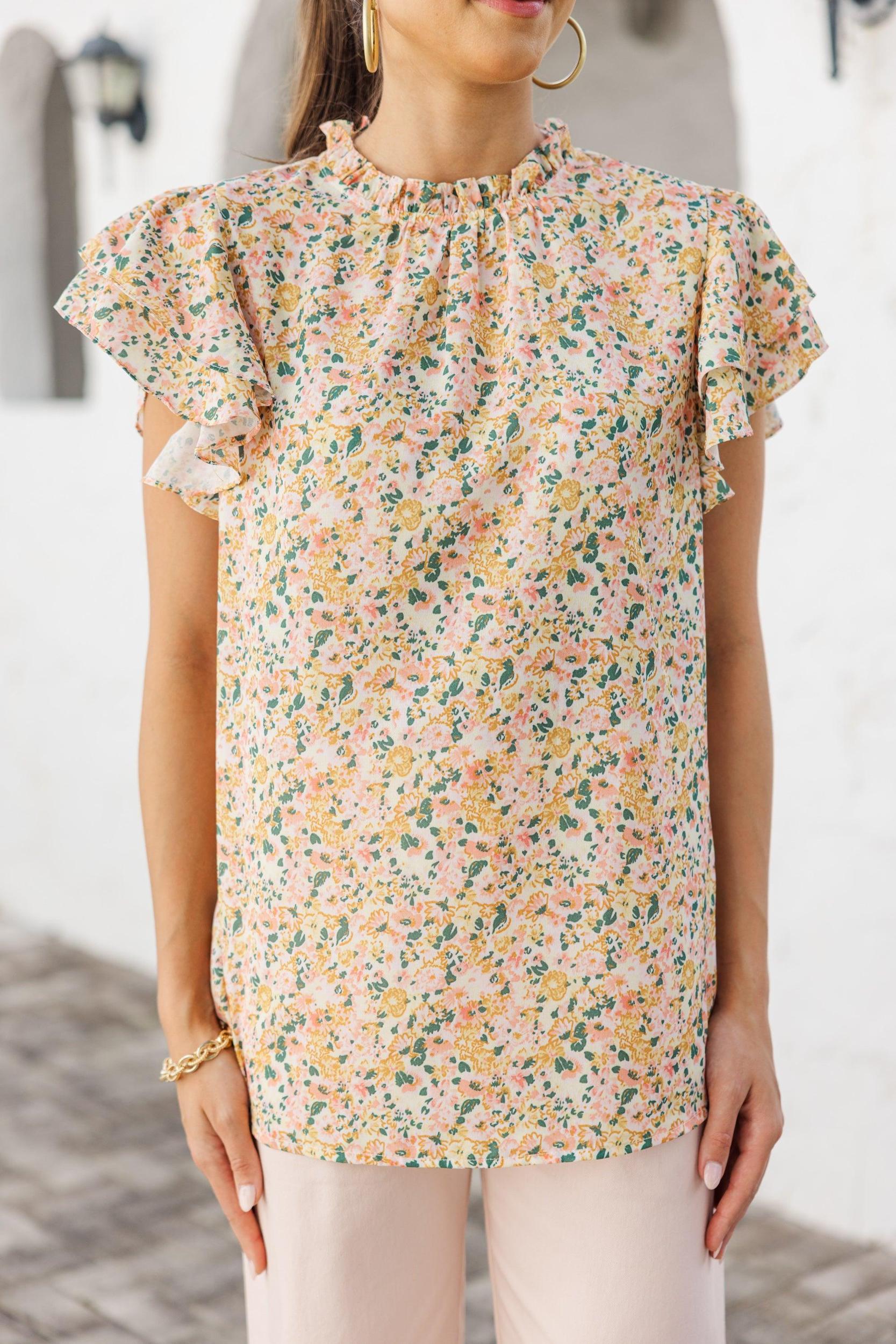 On Your Heart Yellow Ditsy Floral Blouse Female Product Image