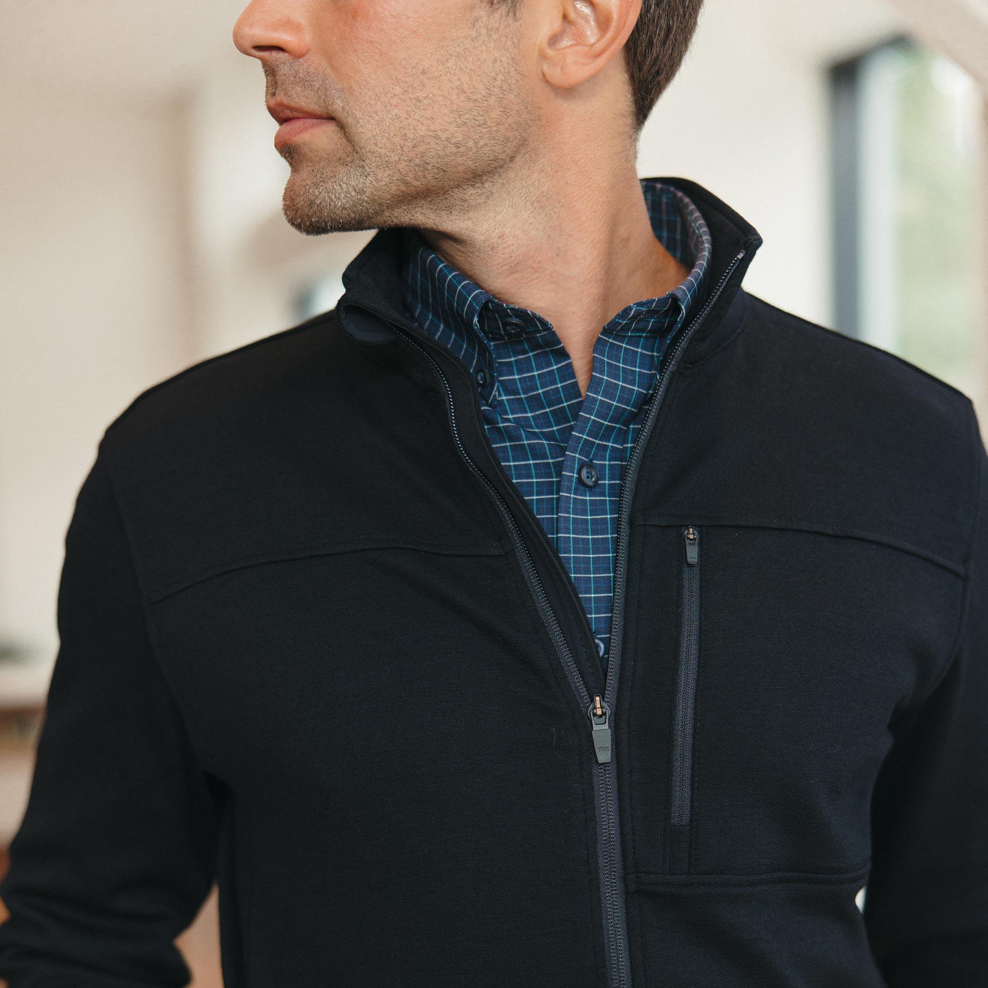 Merino Wool Full-Zip Ponte Jacket | Black Product Image