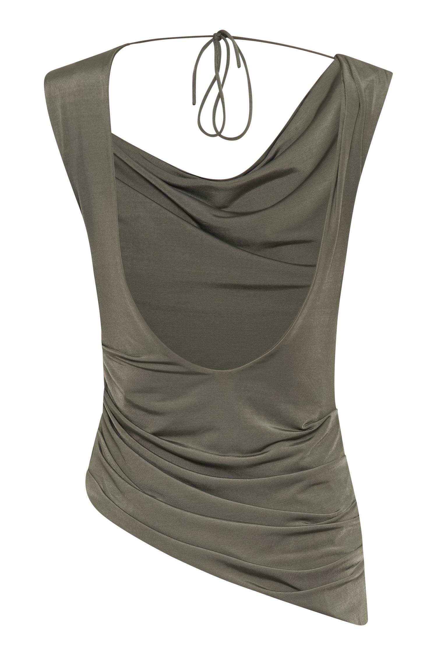 Prianyka Slinky Sleeveless Top - Military Olive Product Image
