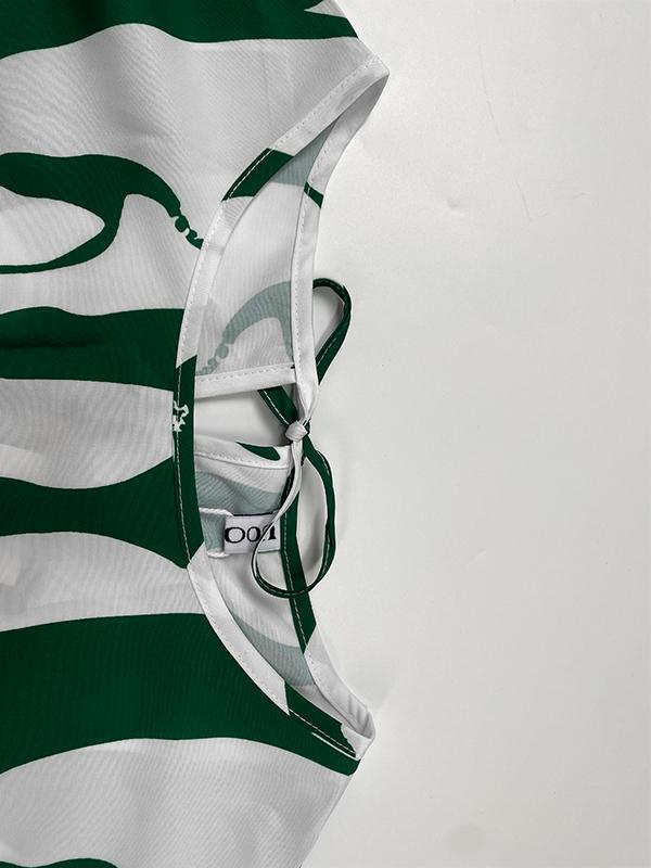 Batwing Sleeves Loose Contrast Color Printed Round-Neck Maxi Dresses Product Image