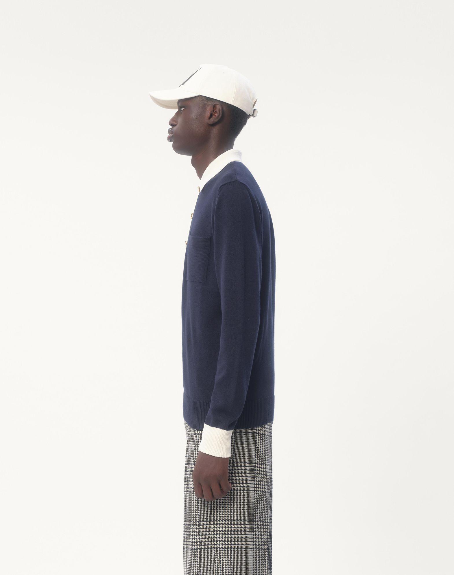 Long-Sleeved Cotton Polo Shirt Product Image