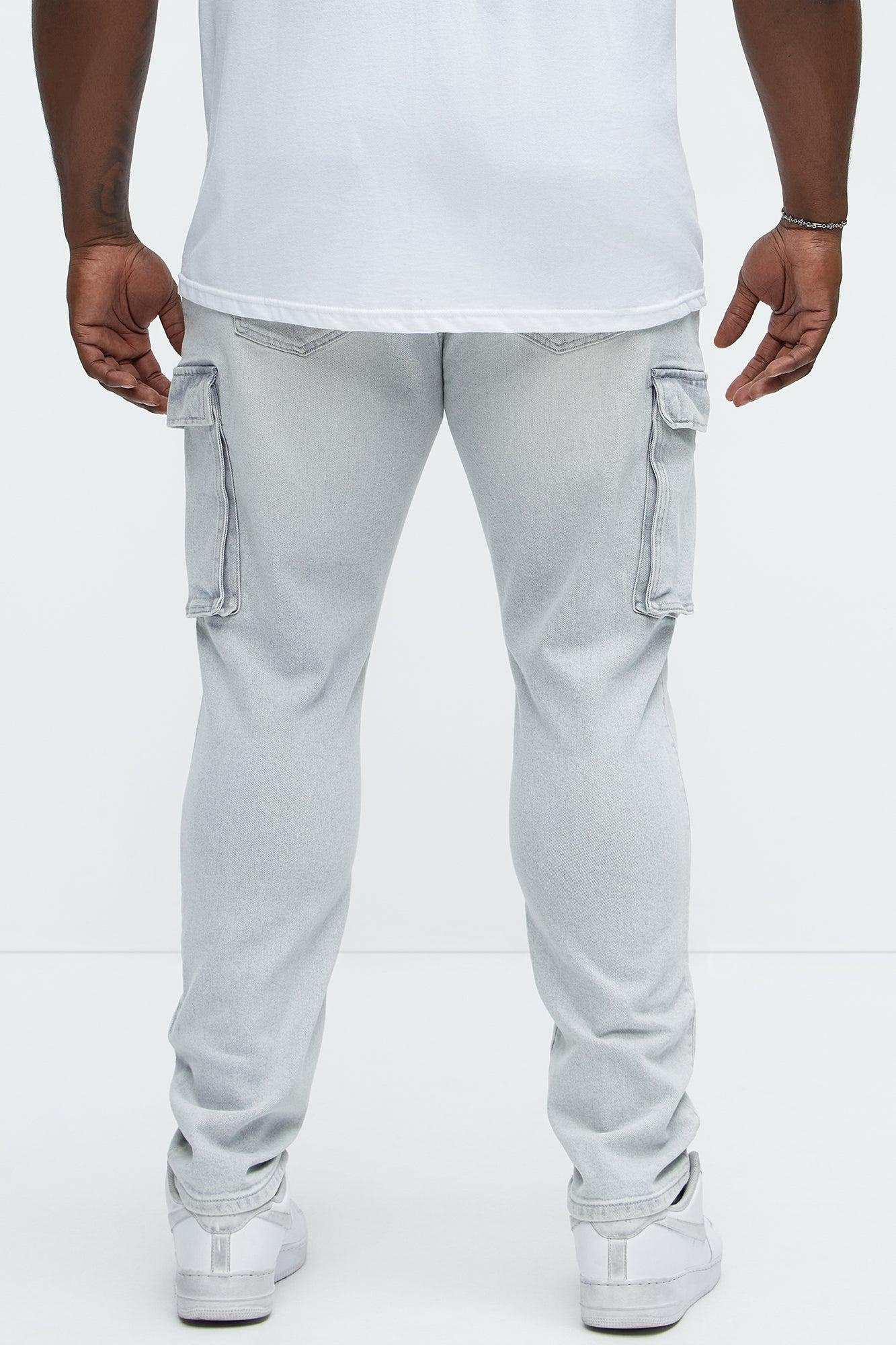 Classic Slim Cargo Jeans - Grey/Blue Product Image