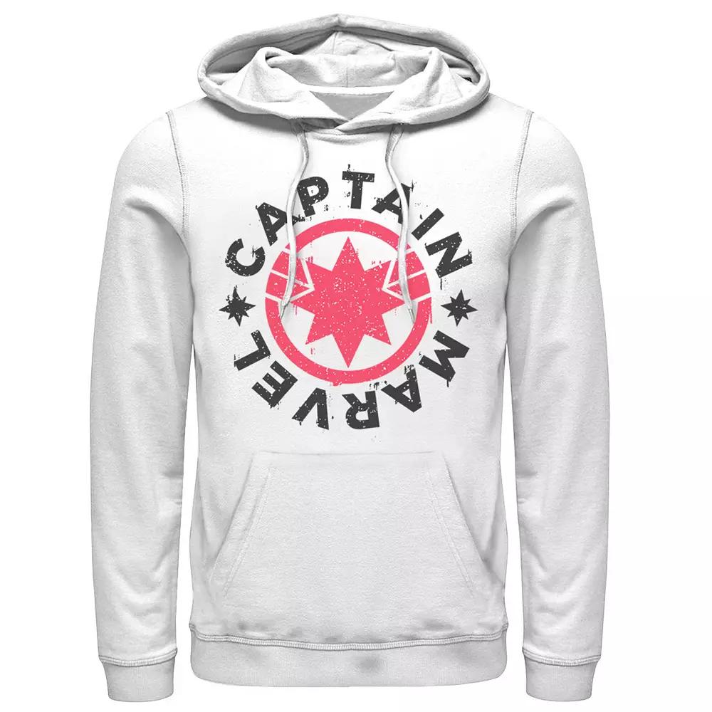 Men's Marvel Captain Marvel Movie Circle Red Logo Pullover Hoodie, Size: Medium, White Product Image