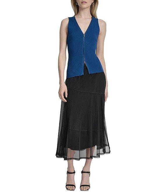 DKNY by Donna Karan V-Neck Sleeveless Zip Front Tank Top Product Image