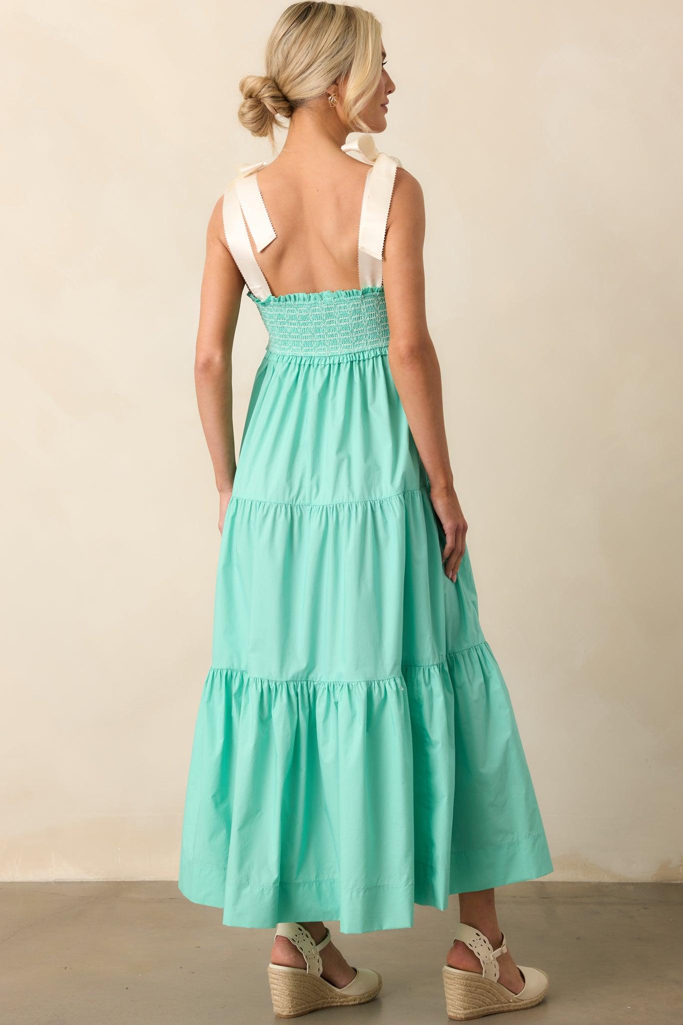 The Felicity Mint Green Cotton Midi Dress Product Image