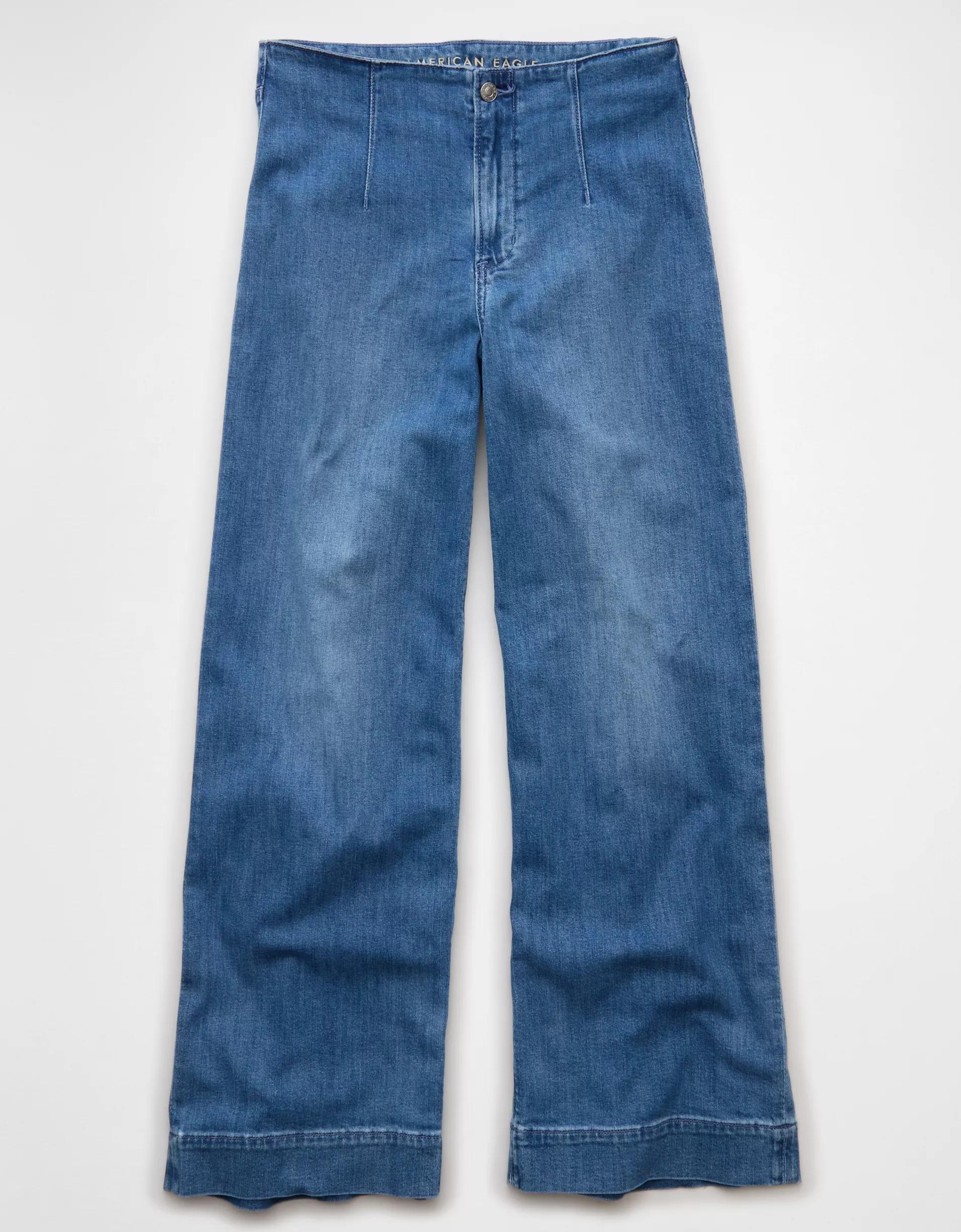 AE Dreamy Drapey Stretch Super High-Waisted Baggy Wide-Leg Jean Product Image