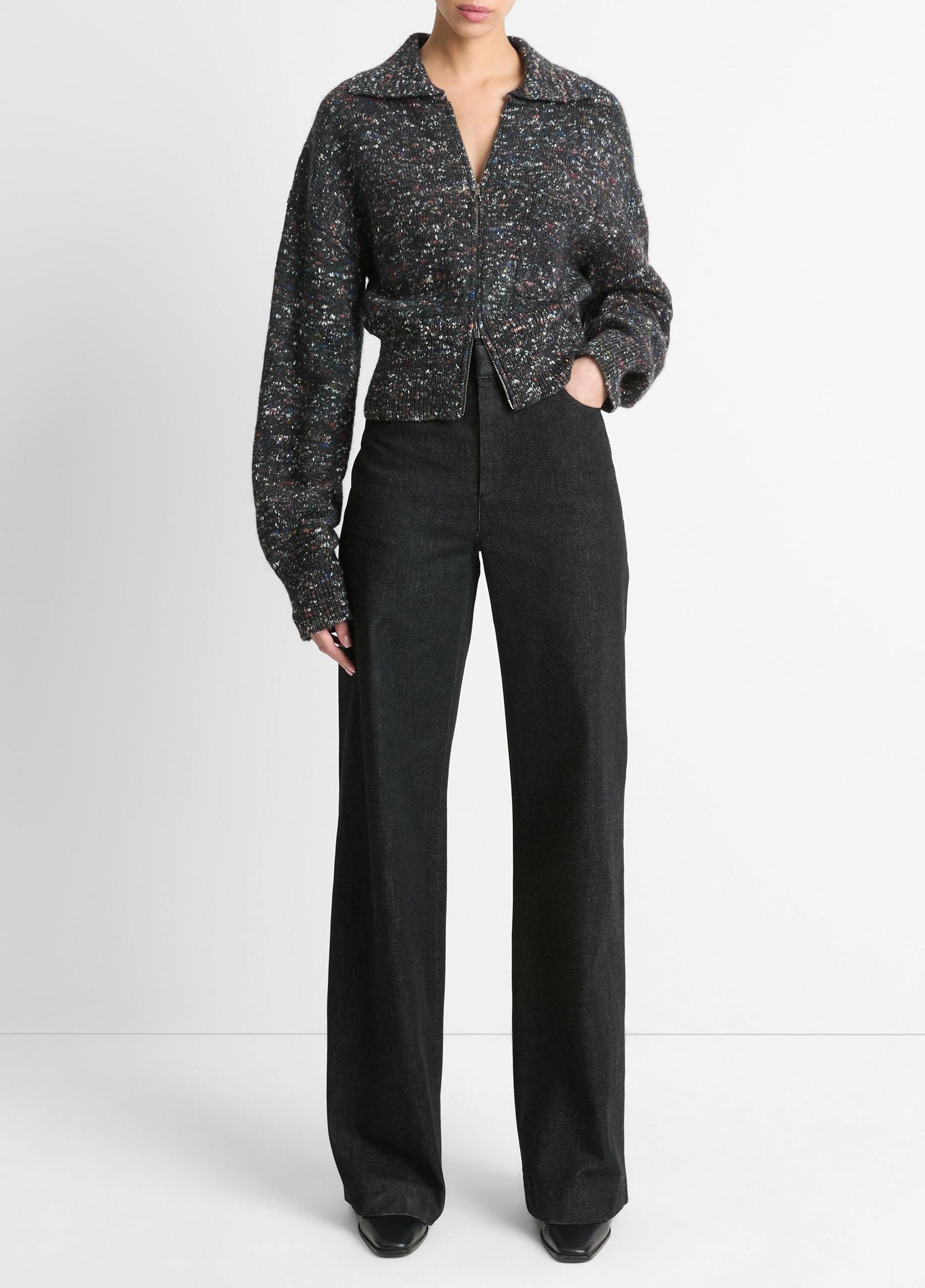 Italian Wool-Silk Donegal Cardigan Jacket Product Image