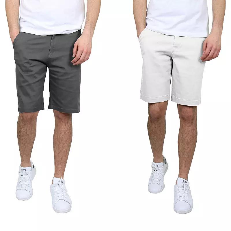 Men's Galaxy 10.5" 5-Pocket Flat-Front Slim-Fit Stretch Chino Shorts 2-Pack, Size: 42, Gray White Product Image