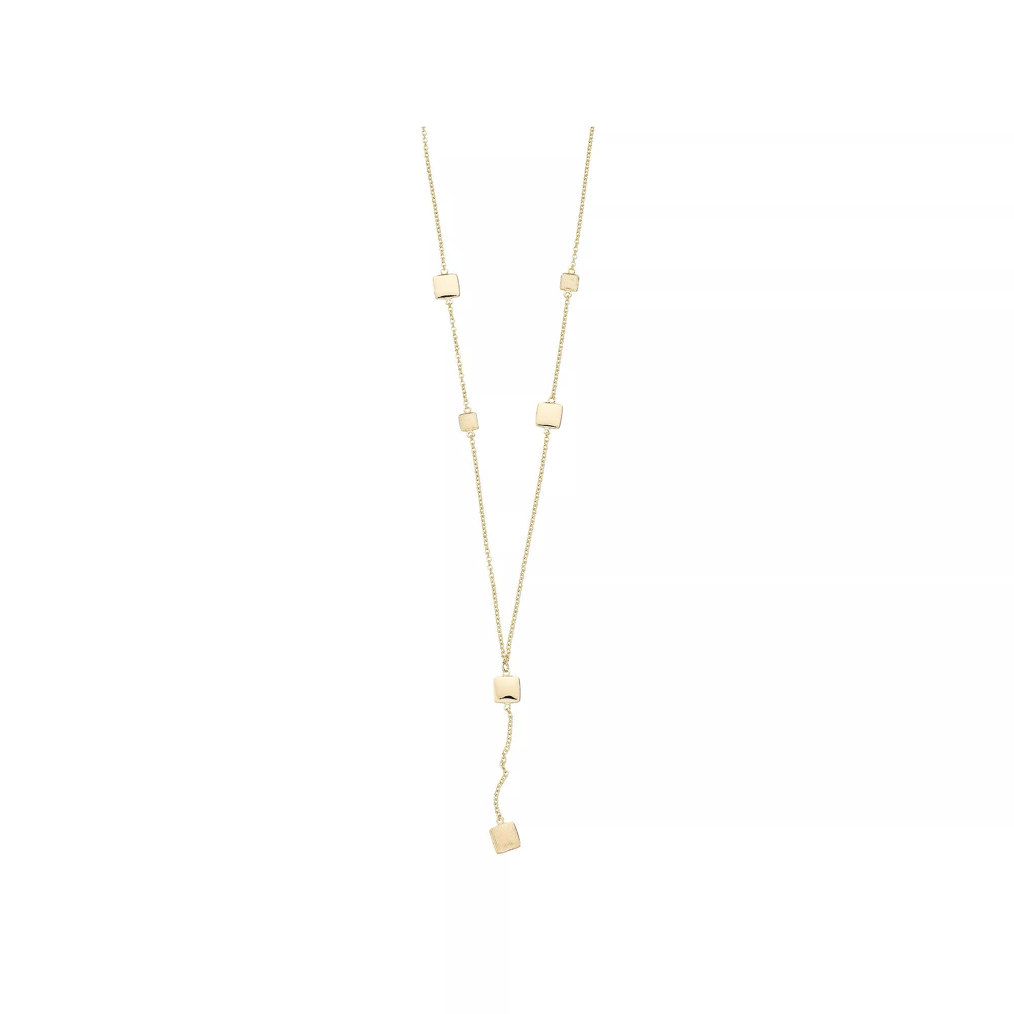 Au Naturale 14k Gold Squares Station Drop Necklace, Womens Product Image