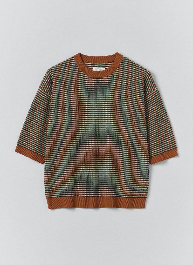 Knitted Cotton Tee | Green Multi Product Image