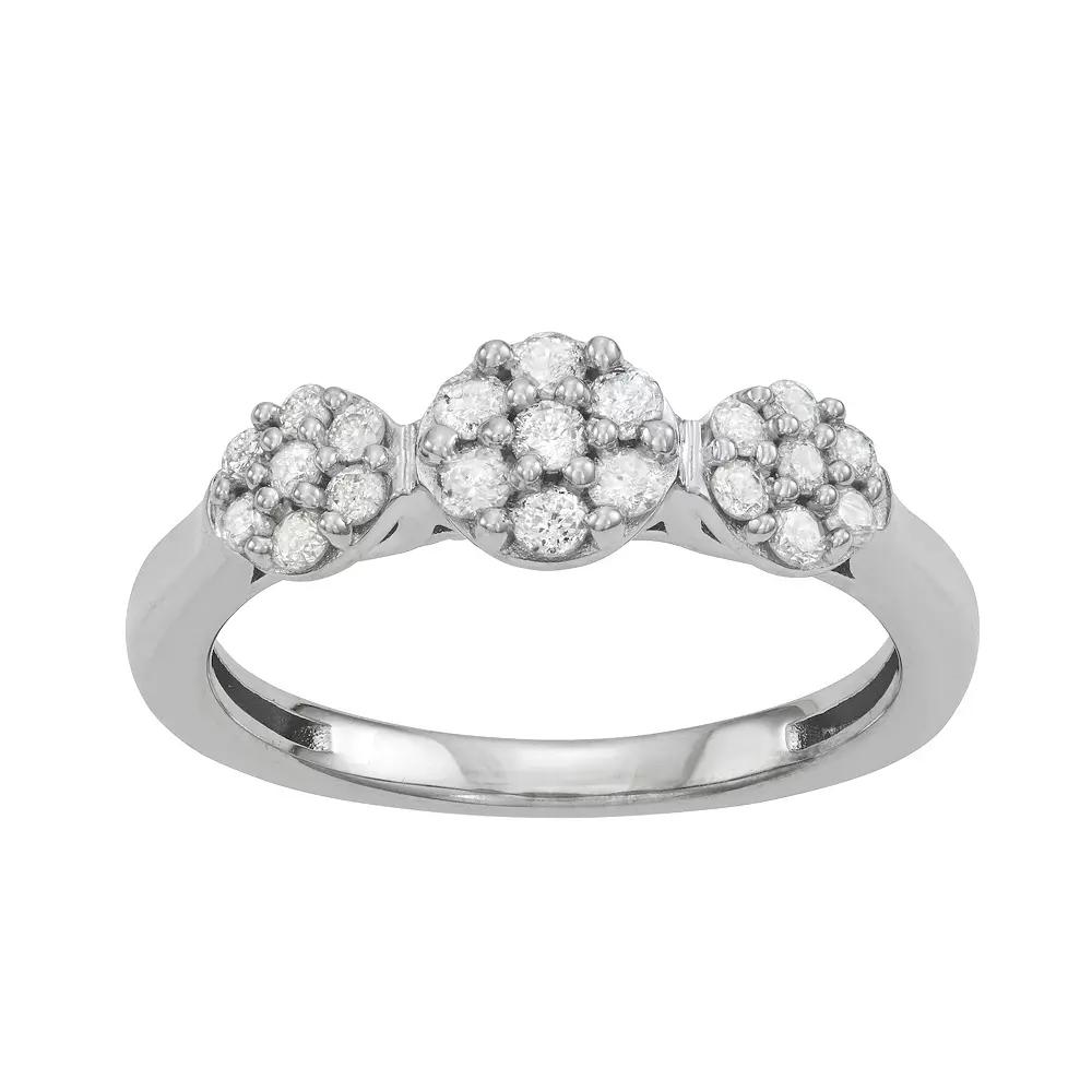 Jewelexcess Sterling Silver 1/2 Carat T.W. Diamond Cluster Ring, Women's, Size: 7 Product Image