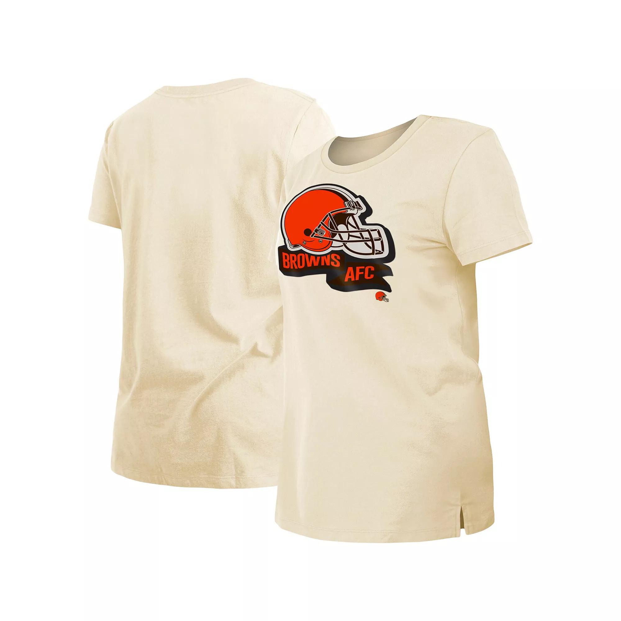 Women's New Era Cream Cleveland Browns Chrome Sideline T-Shirt,  Product Image