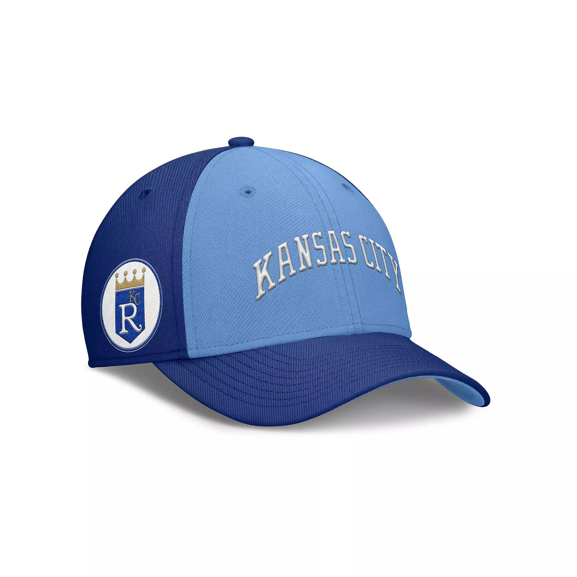 Men's Nike Royal/Light Blue Kansas City Royals Rise Swoosh Performance Flex Hat, Size: Medium/Large Product Image