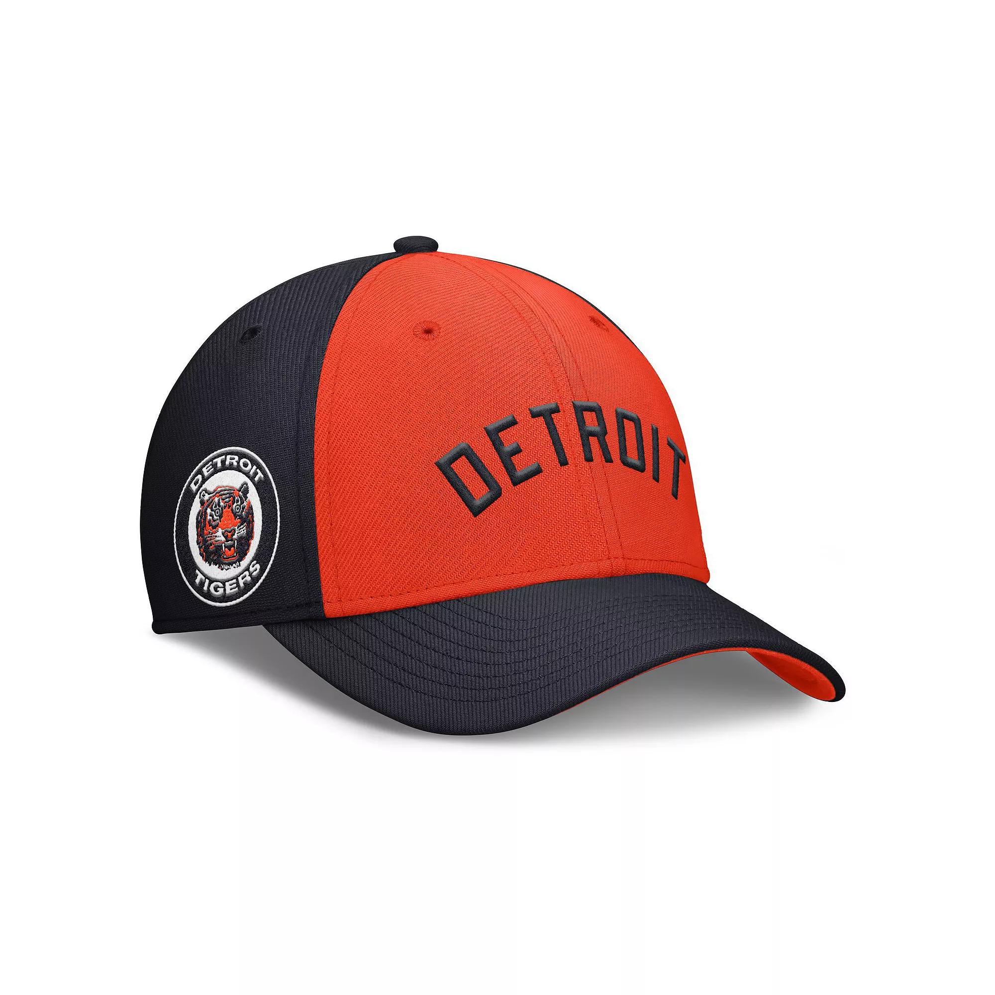 Men's Nike Navy/Orange Detroit Tigers Rise Swoosh Performance Flex Hat, Size: Medium/Large, Blue Product Image