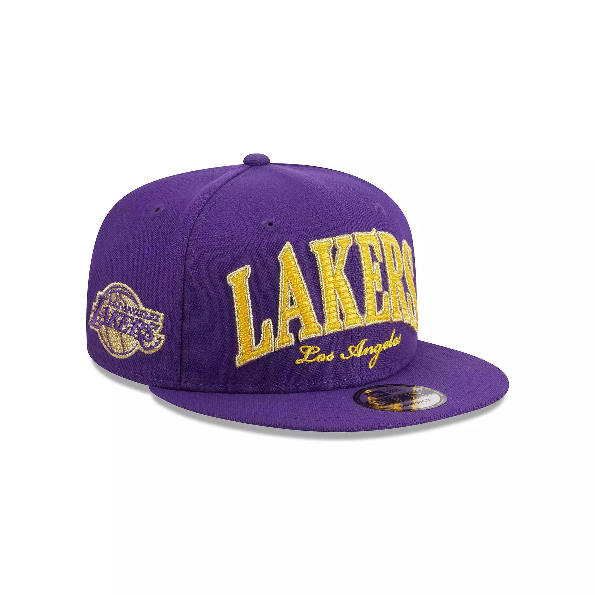 Men's New Era Purple Los Angeles Lakers Golden Tall Text 9FIFTY Snapback Hat Product Image