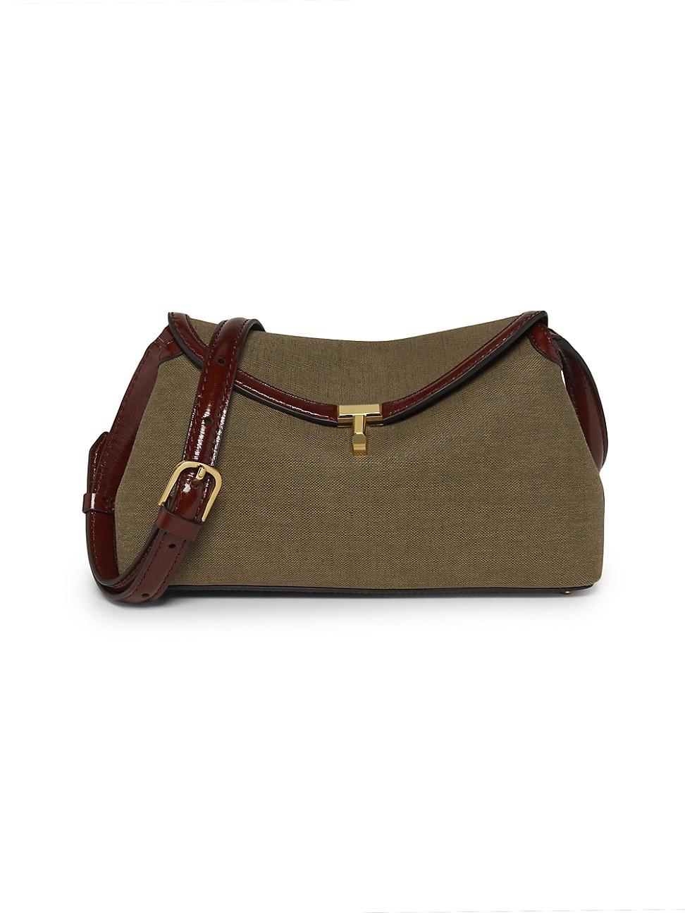 Womens T-Lock Canvas & Leather Clutch Product Image