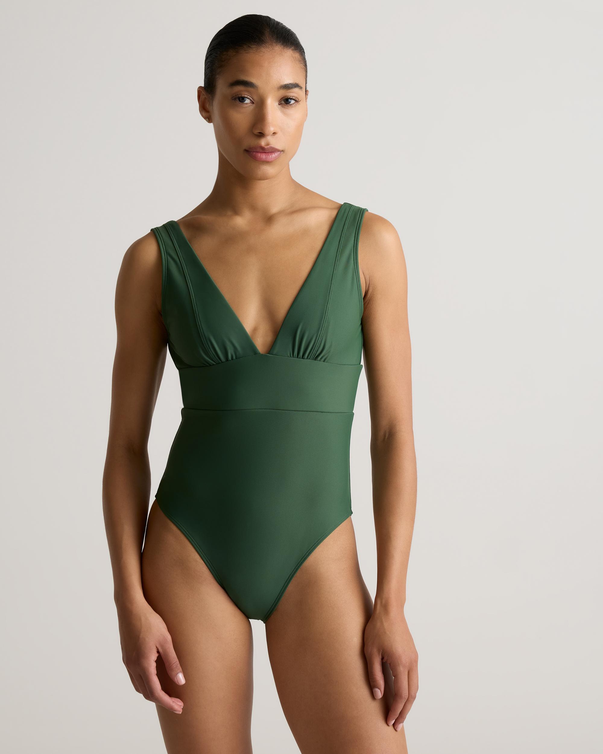 Quince | Women's Italian Plunge One-Piece Swimsuit 78% Recycled Polyamide, 22% Spandex Product Image