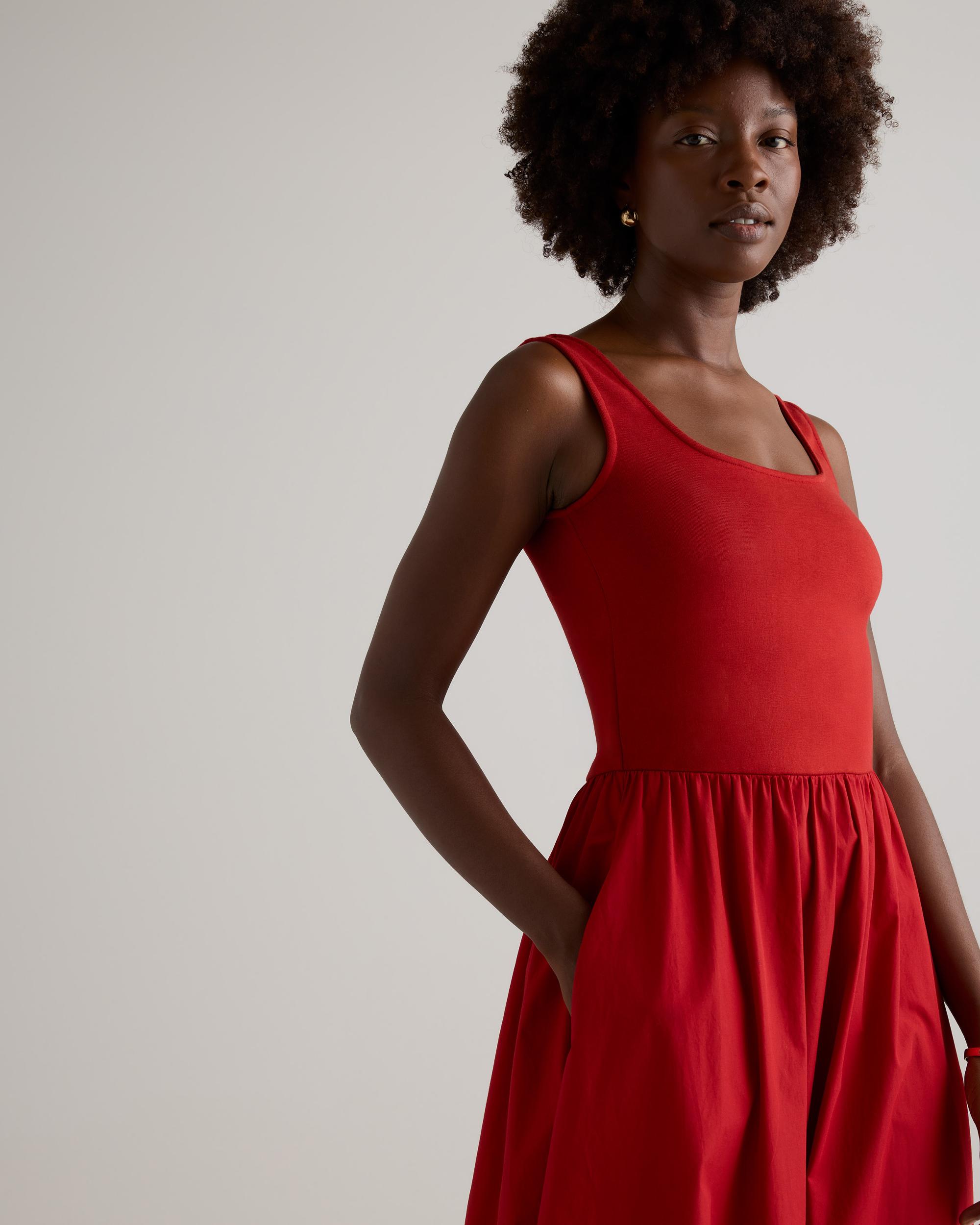 Quince | Women's Cotton Mixed Media Tank Top Dress Cotton/Modal Product Image