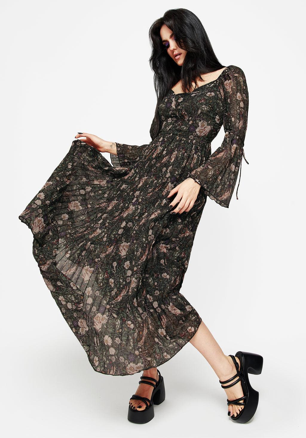 Ophelia Pleated Chiffon Maxi Dress Product Image