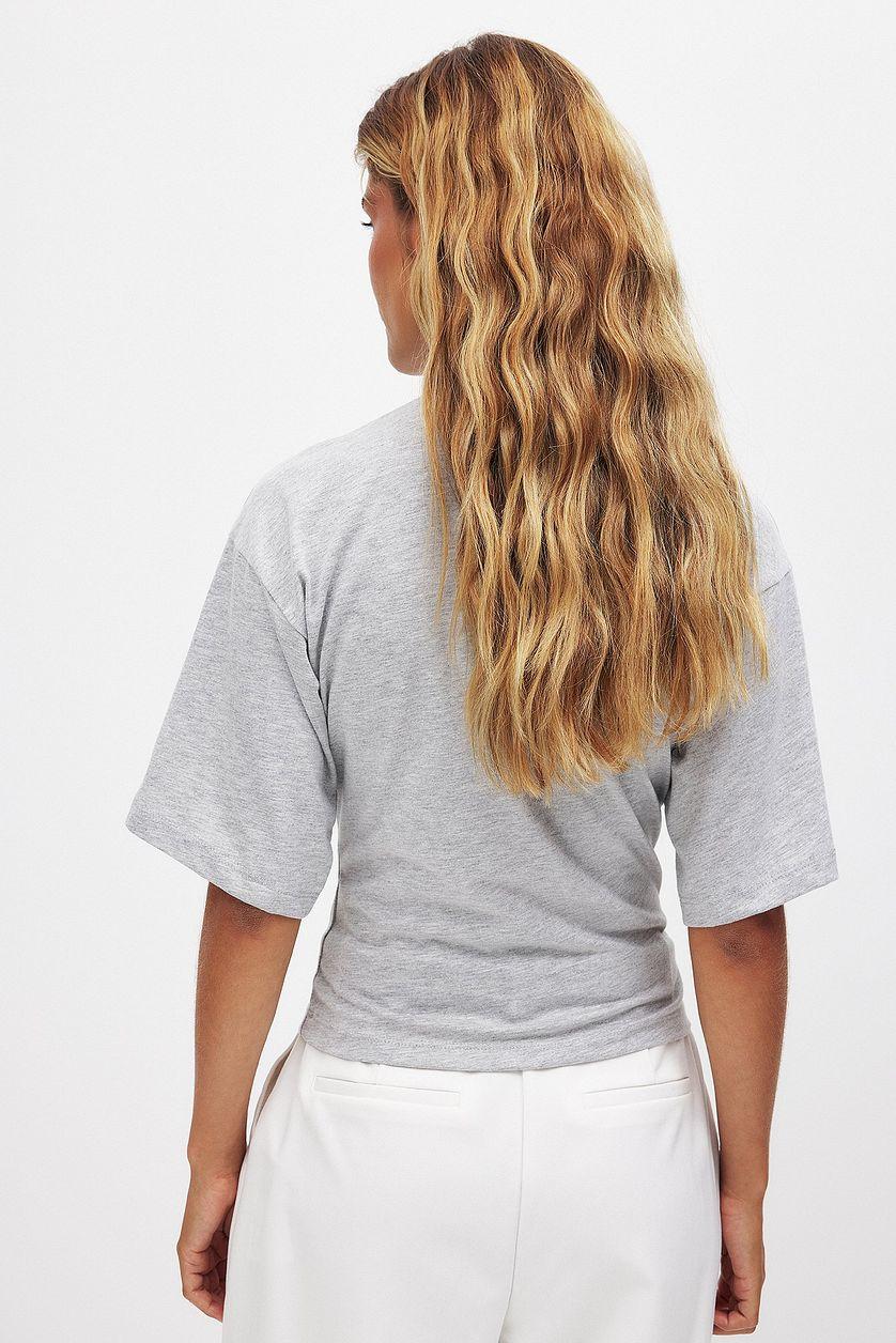 Funnel Neck Shaped Cotton T-shirt Product Image