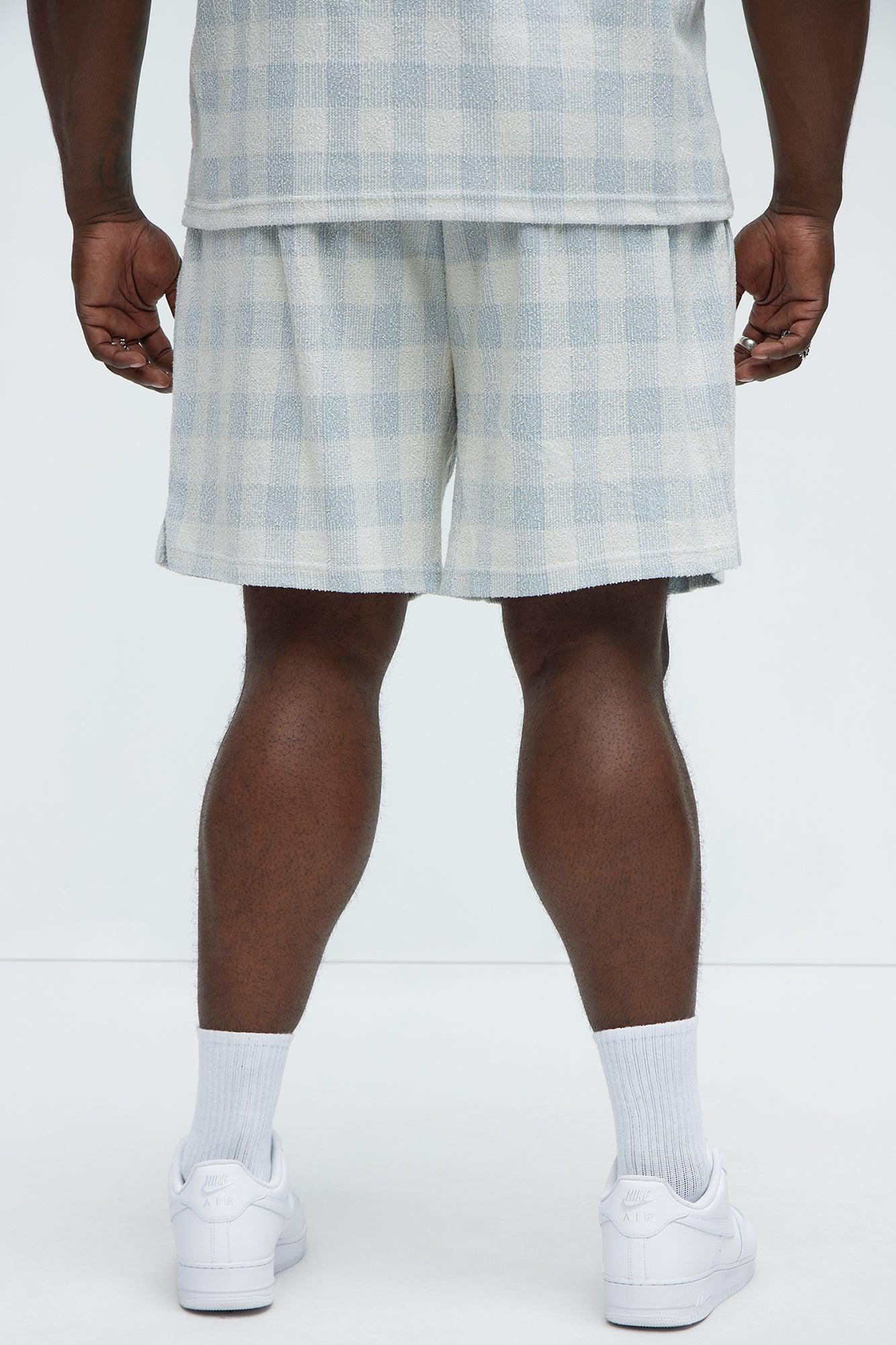 Ezra Checkered Textured Shorts - Blue/combo Product Image