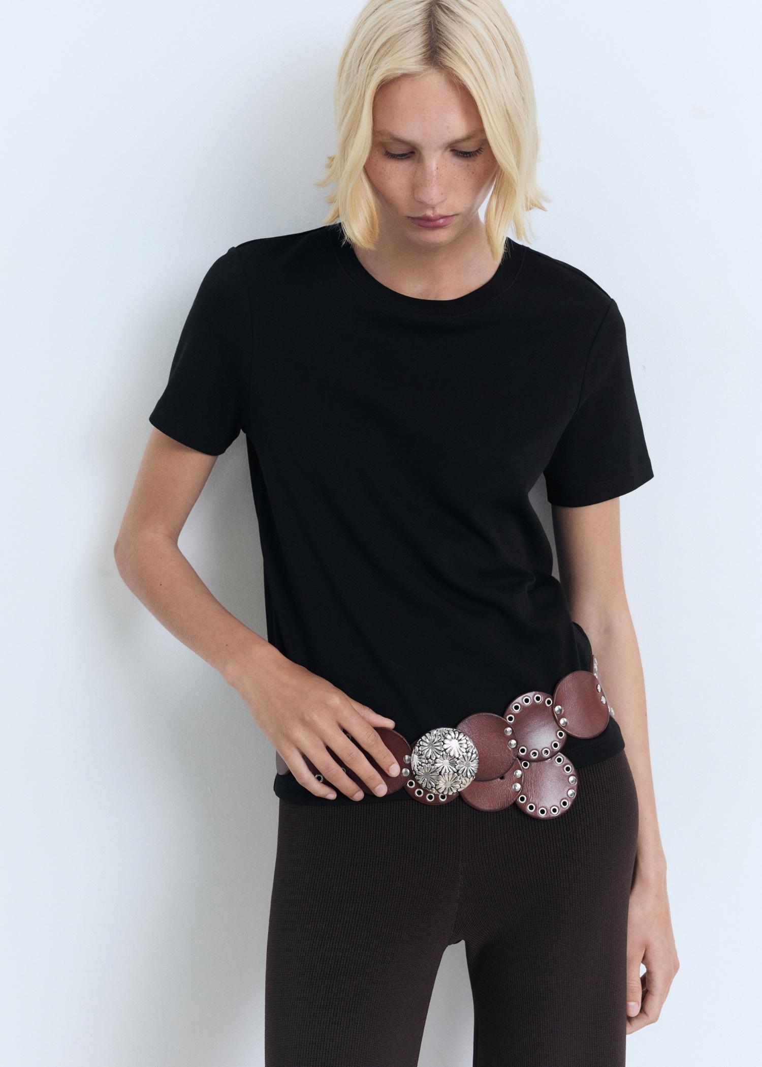 Cotton short-sleeved t-shirt - Women | MANGO USA Product Image