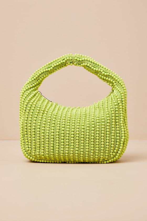 Kleio Lime Green Beaded Handbag Product Image