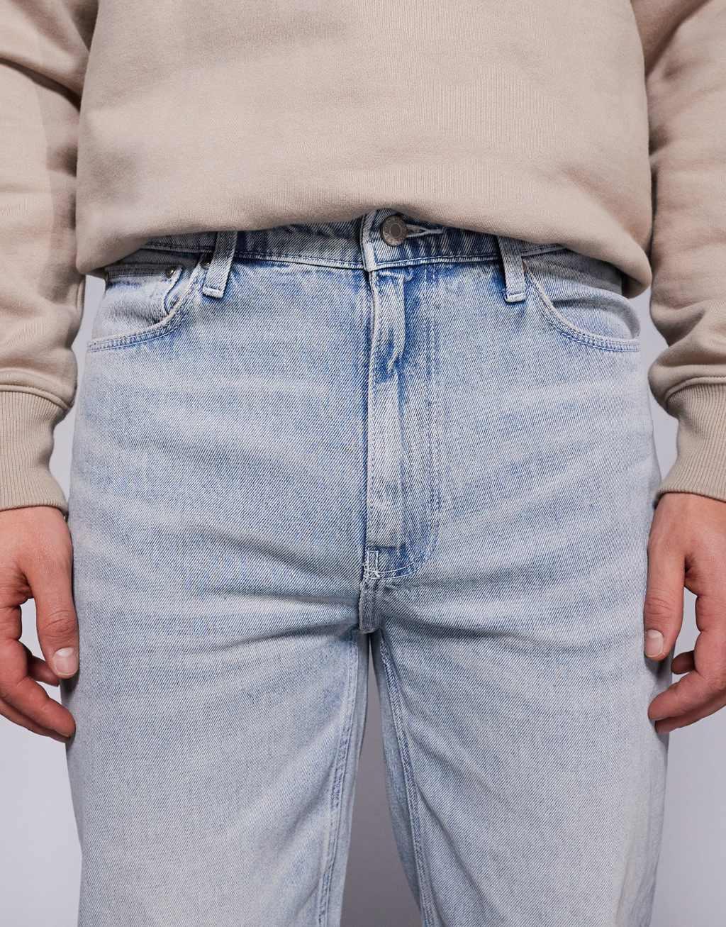 ASOS DESIGN straight leg jeans in light wash blue Product Image
