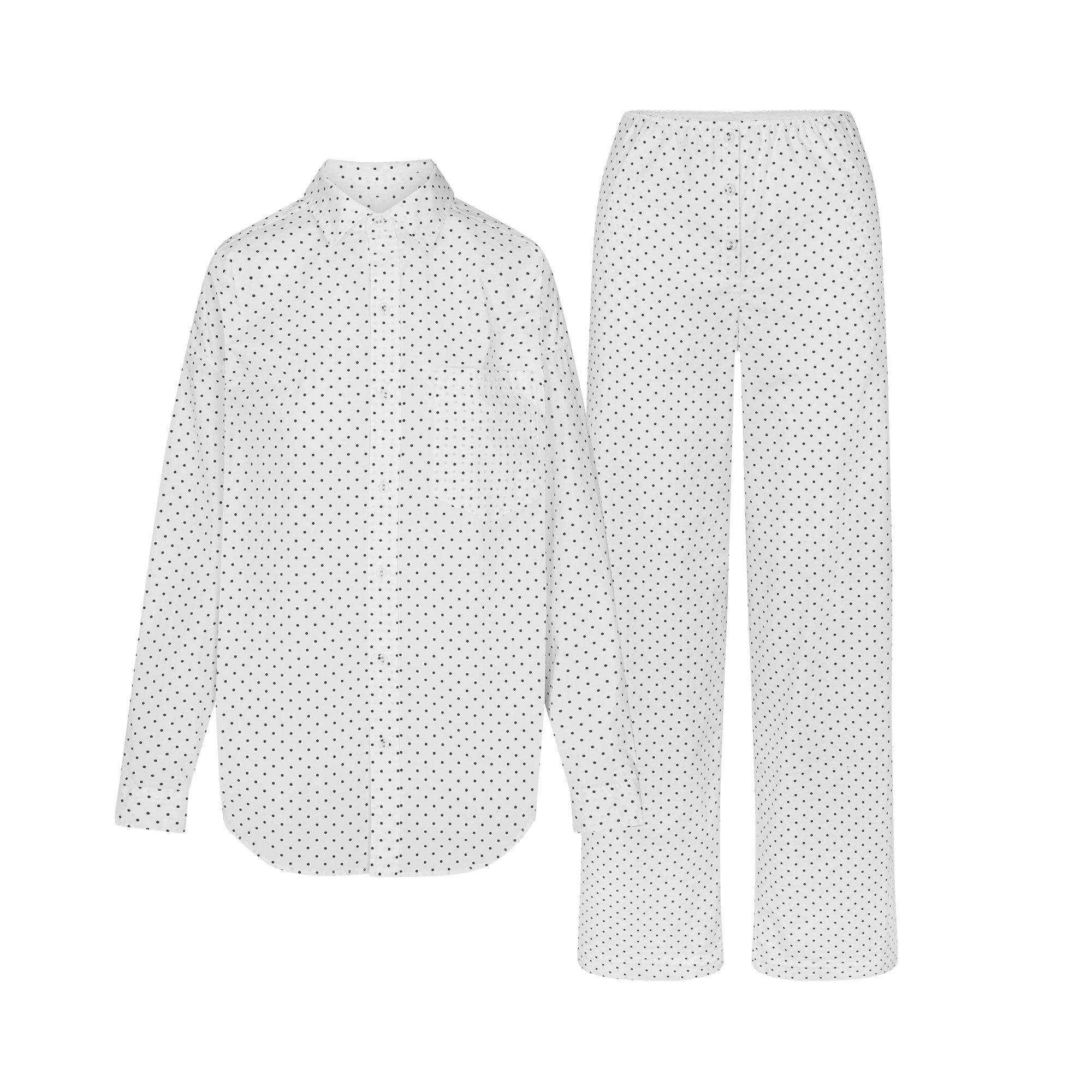 COTTON POPLIN SLEEP STRAIGHT LEG PANT | ONYX DOT PRINT Product Image