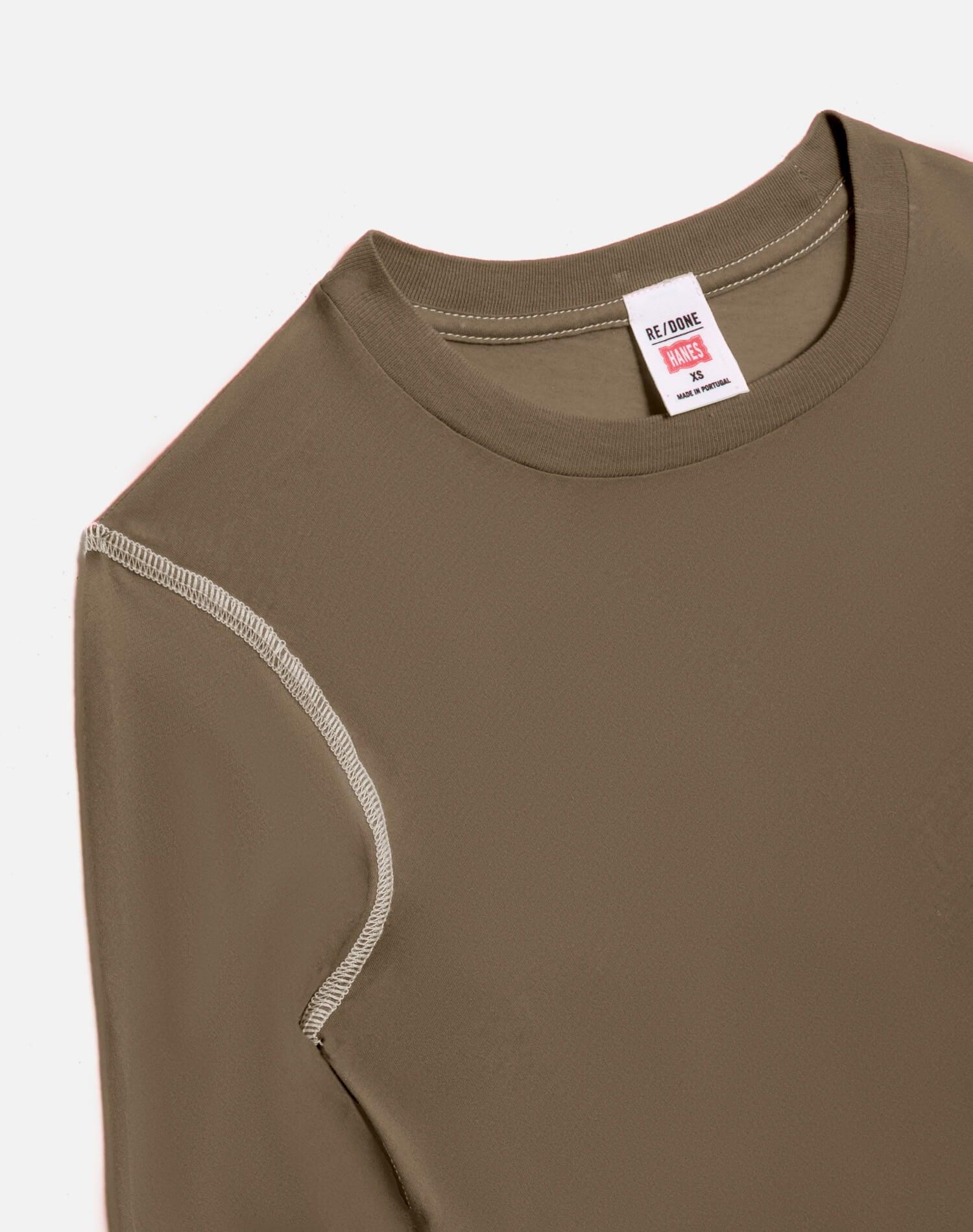 Hanes Sheer Long Sleeve Tee - Cypress With White Female Product Image