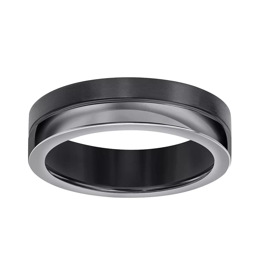 AXL Black Titanium 6 mm Flat Comfort Fit Men's Band, Size: 13, Black silver Product Image