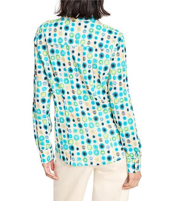 NIC + ZOE Bright Spot Crinkle Point Collar Long Sleeve Button Front Top Product Image